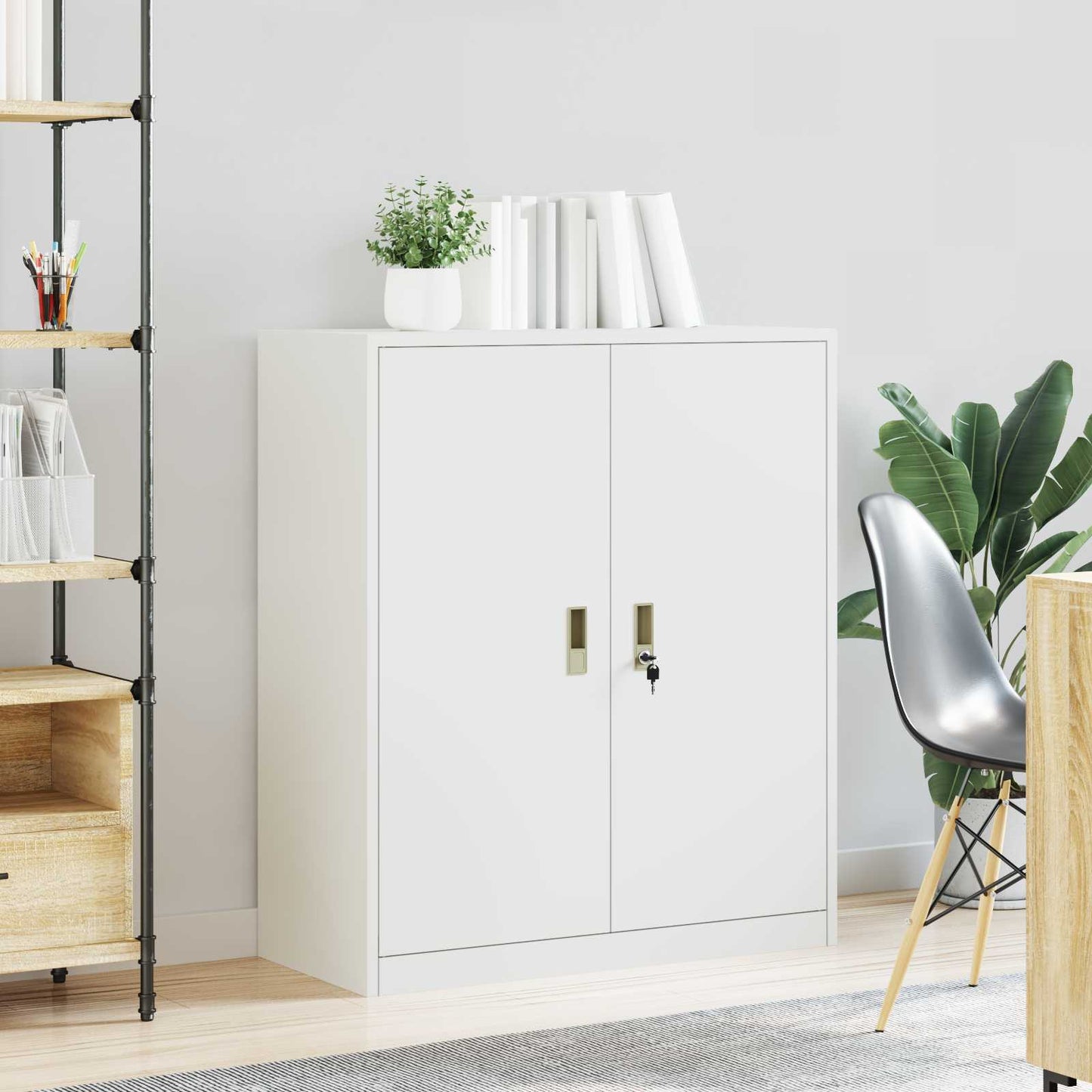 vidaXL Ντουλάπι αποθήκευσης Λευκός 90 x 40 x 105 cm Ατσάλι