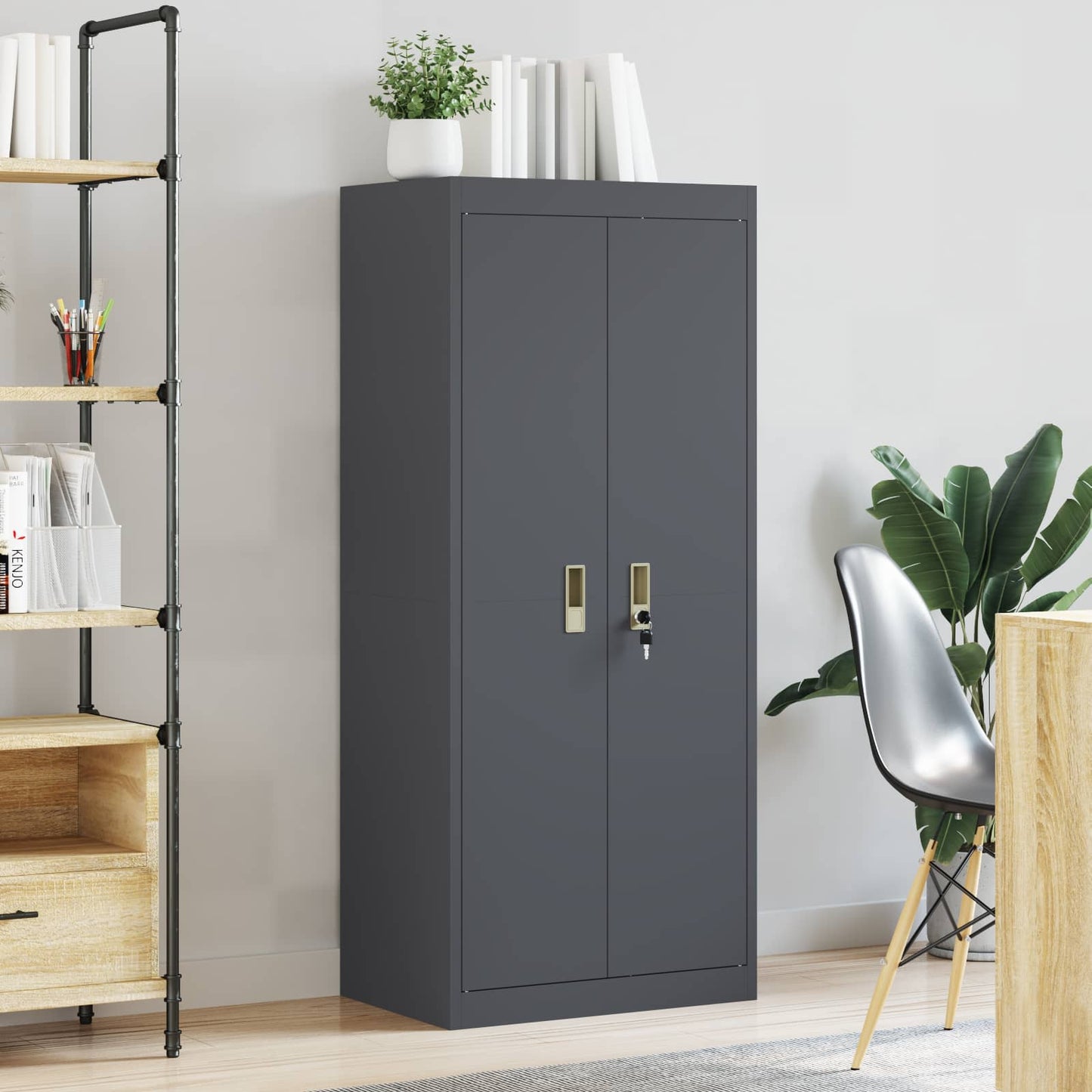 vidaXL Ντουλάπι αποθήκευσης Ανθρακί 60 x 40 x 140 cm Ατσάλι