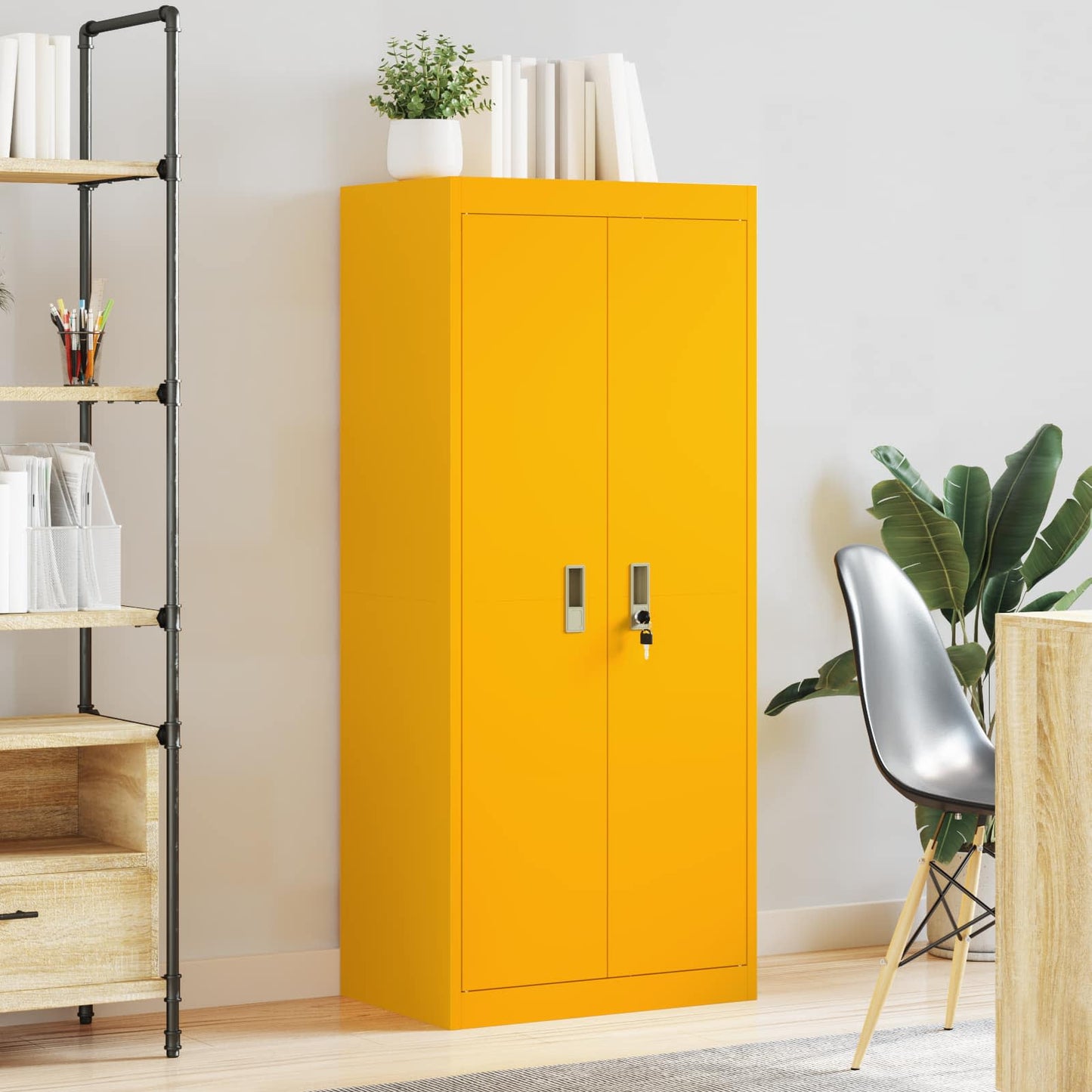vidaXL Ντουλάπι αποθήκευσης Χαμομηλί κίτρινο 60 x 40 x 140 cm Ατσάλι