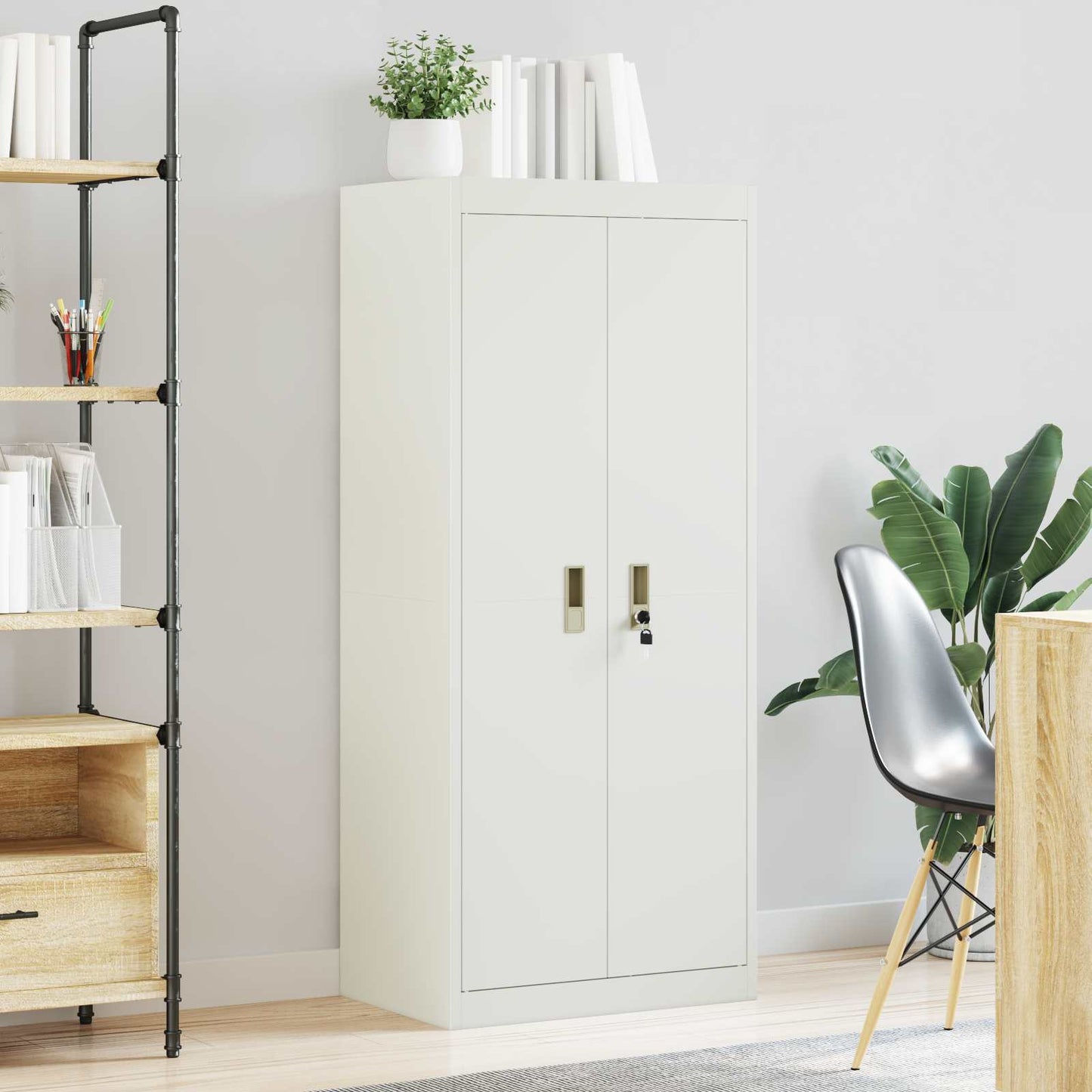 vidaXL Ντουλάπι αποθήκευσης Λευκός 60 x 40 x 140 cm Ατσάλι