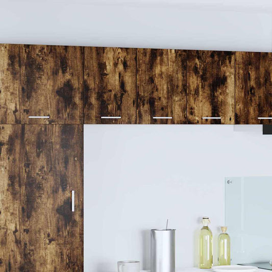 vidaXL Κρεμαστό ντουλάπι με ράφι Riga 2 pcs Καπνιστός Δρυς και Λευκό