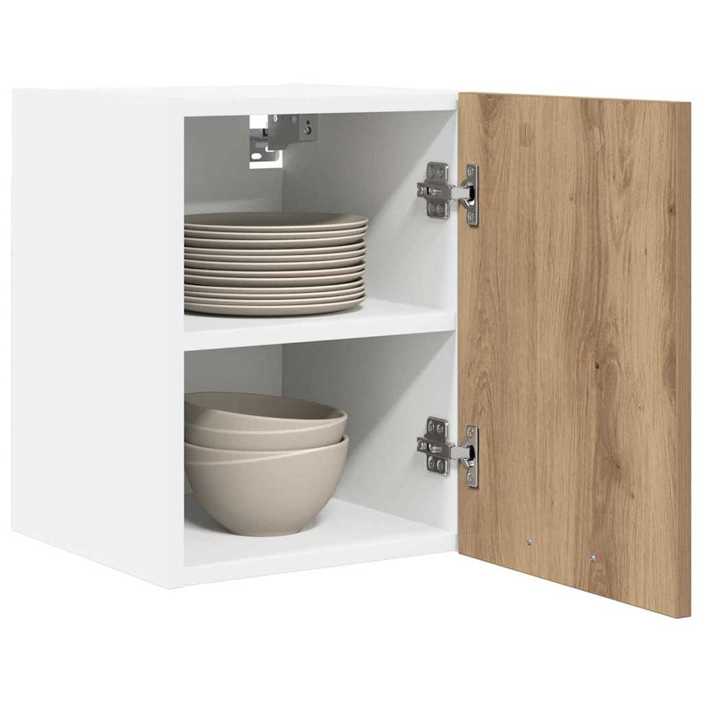 vidaXL Κρεμαστό ντουλάπι με ράφι Riga Χειροποίητη Δρυς και Λευκό