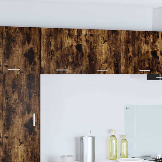 vidaXL Κρεμαστό ντουλάπι με ράφι Riga 2 pcs Καπνιστός Δρυς και Λευκό