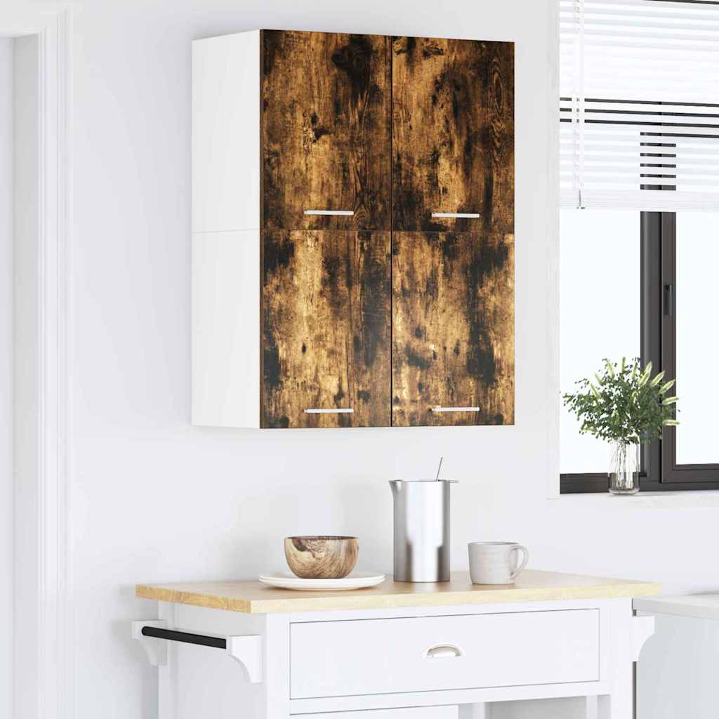 vidaXL Κρεμαστό ντουλάπι με ράφι Riga 2 pcs Καπνιστός Δρυς και Λευκό