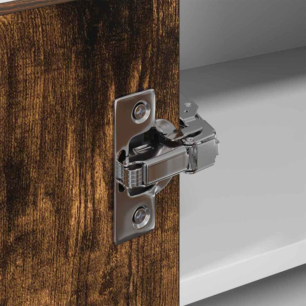 vidaXL Κρεμαστό ντουλάπι με ράφι Riga Καπνιστός Δρυς και Λευκό