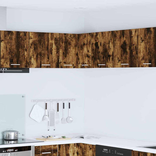 vidaXL Κρεμαστό ντουλάπι με ράφι Riga Καπνιστός Δρυς και Λευκό