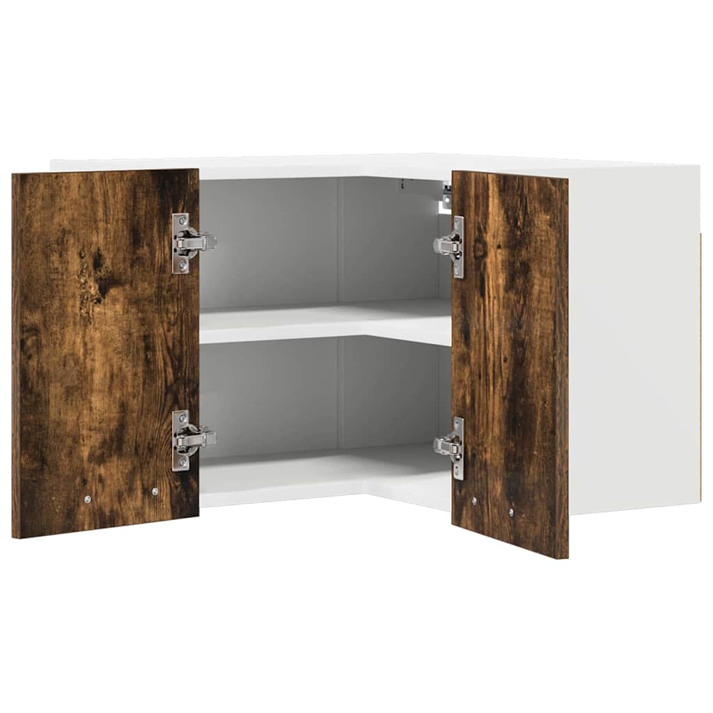 vidaXL Κρεμαστό ντουλάπι με ράφι Riga Καπνιστός Δρυς και Λευκό