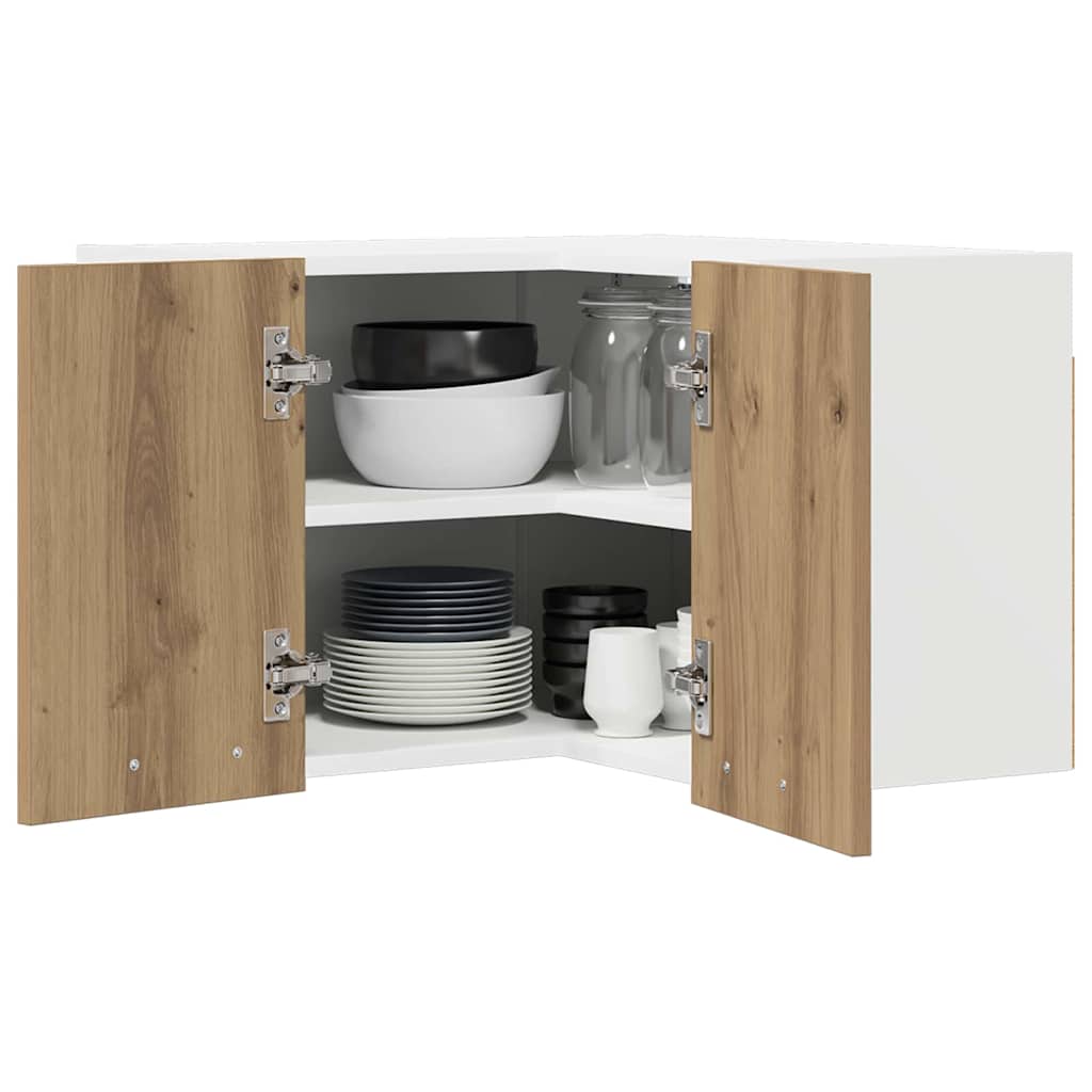 vidaXL Κρεμαστό ντουλάπι με ράφι Riga Χειροποίητη Δρυς και Λευκό