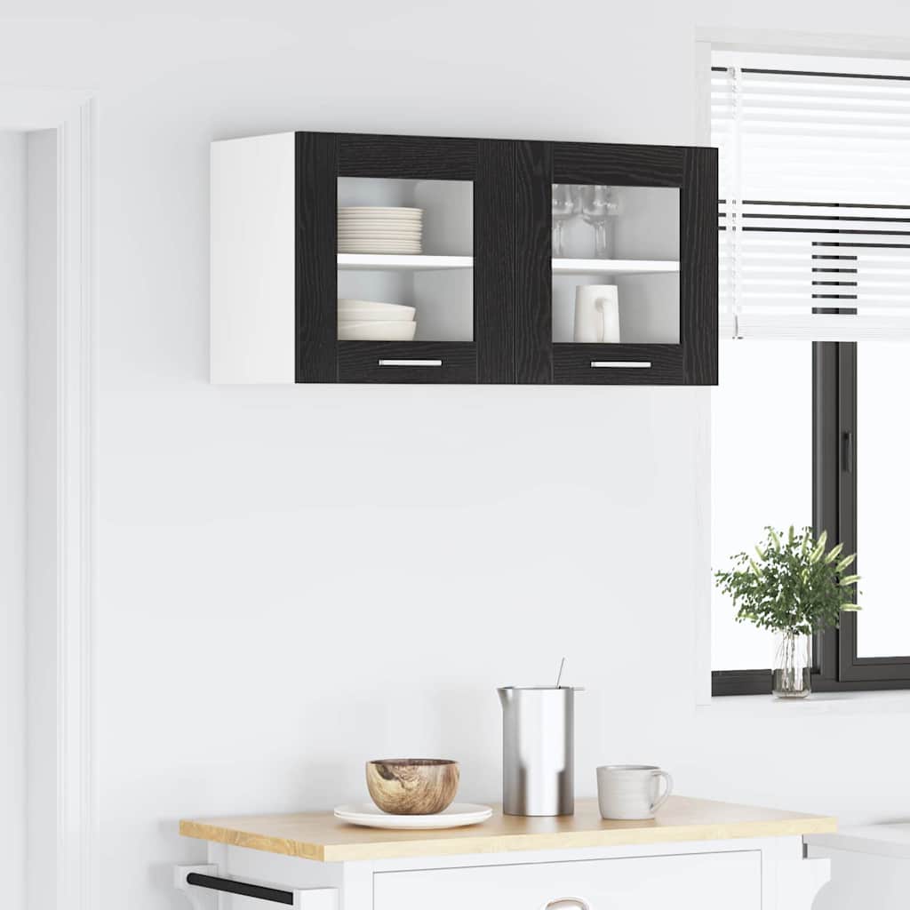 vidaXL Κρεμαστό ντουλάπι με ράφι Riga Μαύρη Οξυά 40 x 31 x 40 εκ.