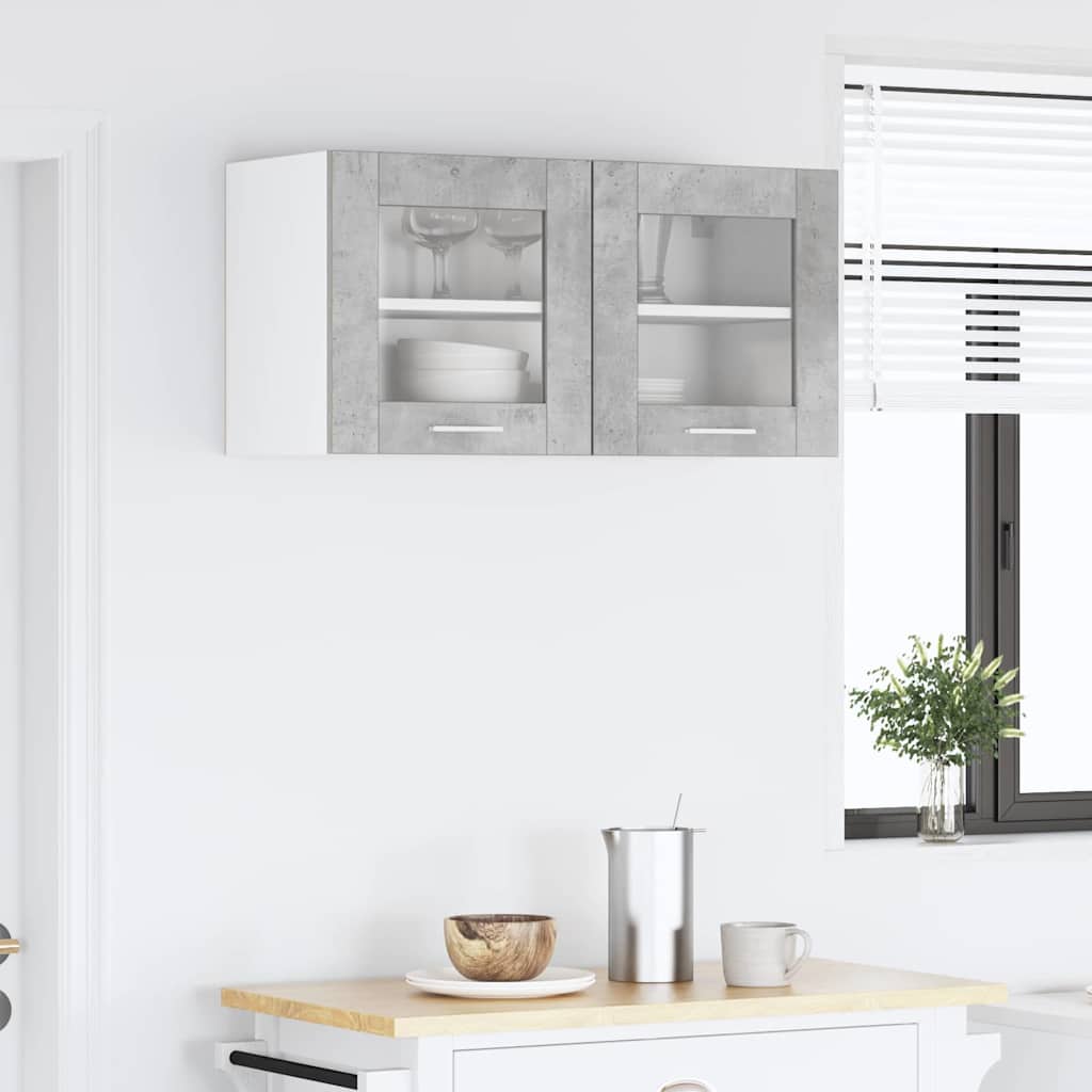 vidaXL Κρεμαστό ντουλάπι Riga Σκυρόδεμα Γκρι και Λευκό 80 x 31 x 40 εκ