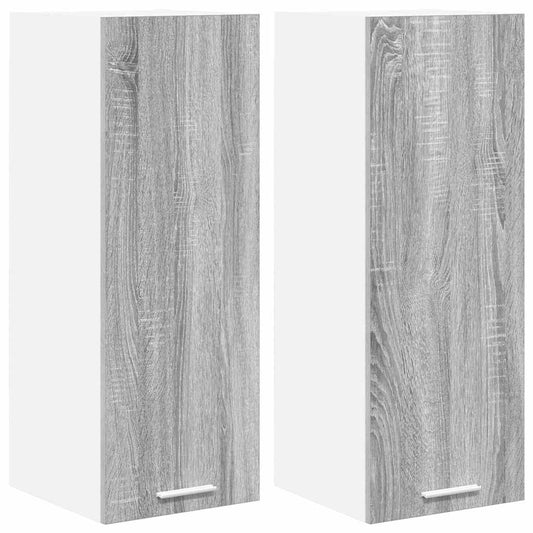 vidaXL Κρεμαστό ντουλάπι με ράφι Riga 2 pcs Γκρι Σομόνα και Λευκό