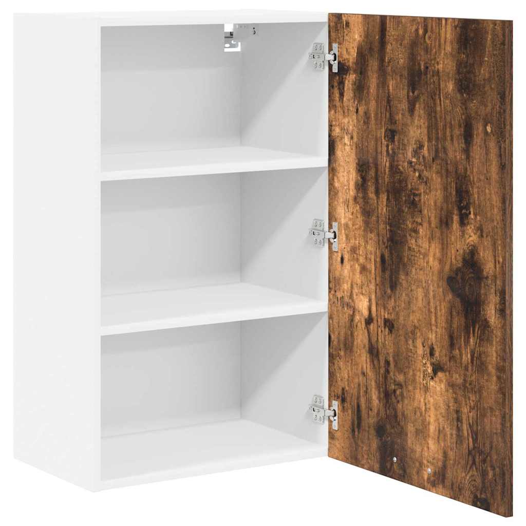 vidaXL Κρεμαστό ντουλάπι με ράφι Riga Καπνιστός Δρυς και Λευκό