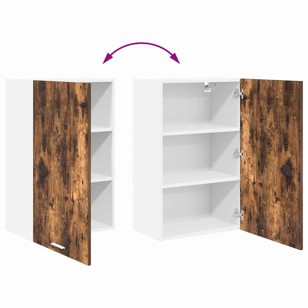 vidaXL Κρεμαστό ντουλάπι με ράφι Riga Καπνιστός Δρυς και Λευκό