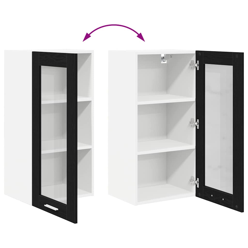 vidaXL Κρεμαστό ντουλάπι με ράφι Riga Μαύρη Οξυά 40 x 31 x 80 εκ.