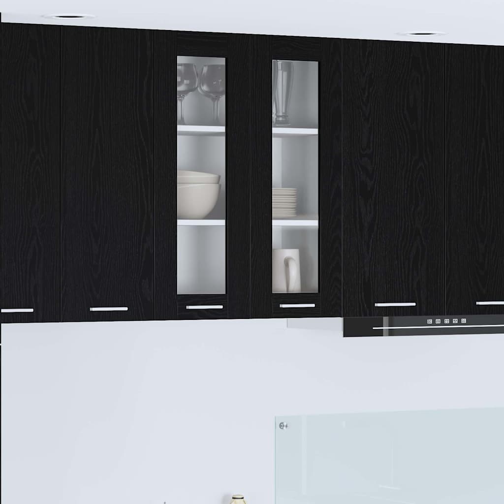 vidaXL Κρεμαστό ντουλάπι με ράφι Riga Μαύρη Οξυά 60 x 31 x 80 εκ.