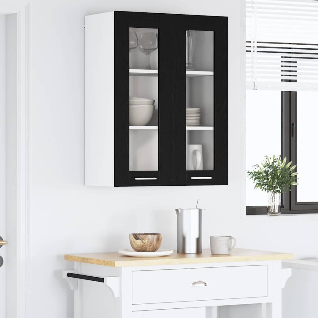 vidaXL Κρεμαστό ντουλάπι με ράφι Riga Μαύρη Οξυά 60 x 31 x 80 εκ.