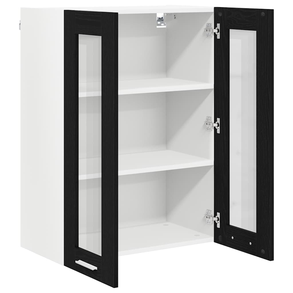 vidaXL Κρεμαστό ντουλάπι με ράφι Riga Μαύρη Οξυά 60 x 31 x 80 εκ.