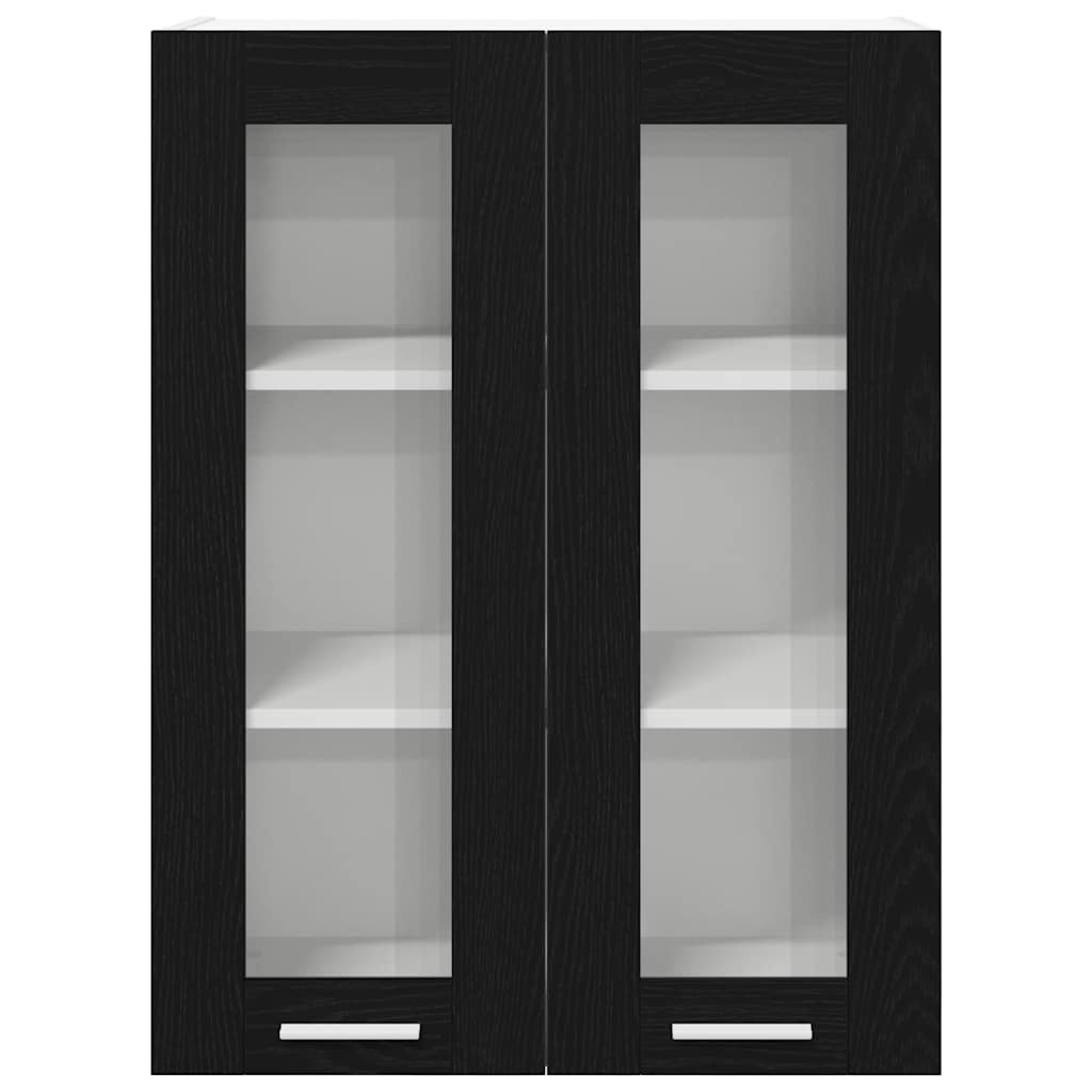 vidaXL Κρεμαστό ντουλάπι με ράφι Riga Μαύρη Οξυά 60 x 31 x 80 εκ.