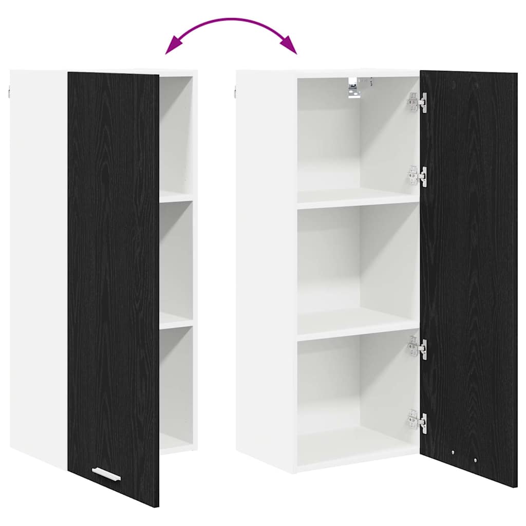 vidaXL Κρεμαστό ντουλάπι με ράφι Riga Μαύρη Οξυά 40 x 31 x 100 εκ.