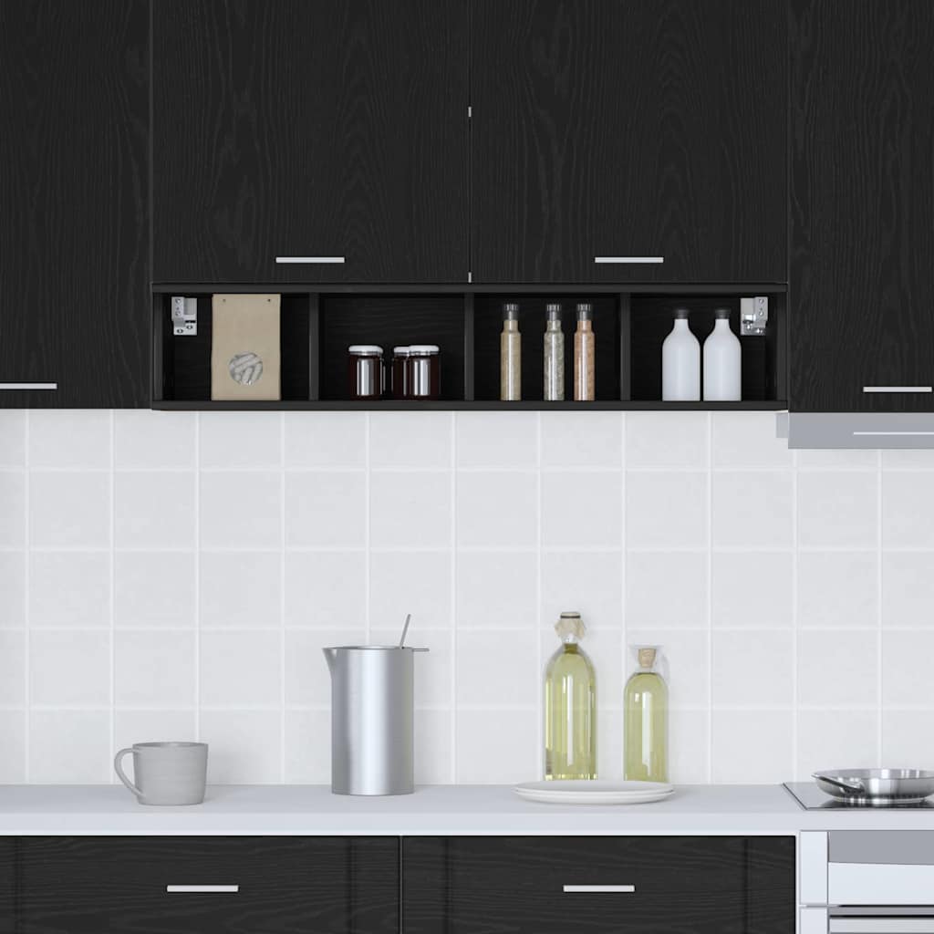 vidaXL Κρεμαστό ντουλάπι με ράφι Riga Μαύρη Οξυά 20 x 29,5 x 100 εκ.