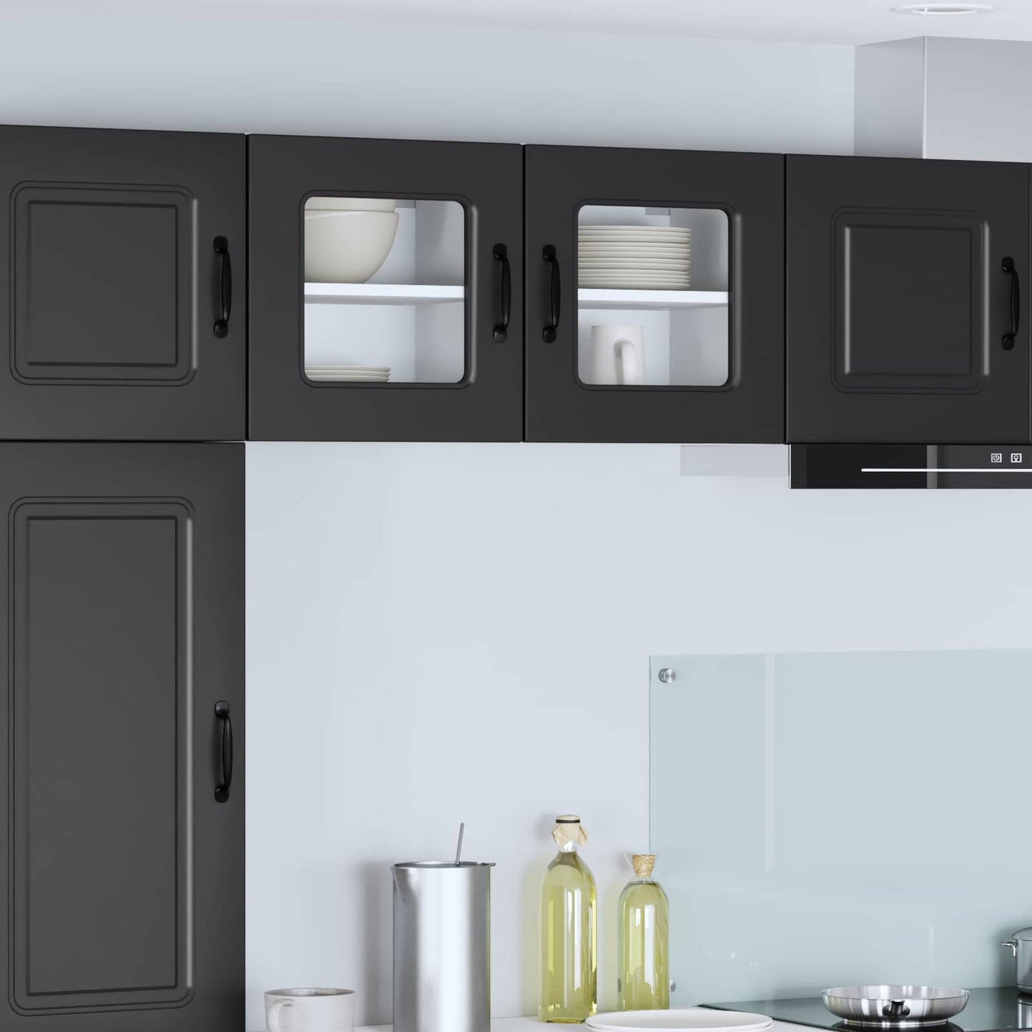 vidaXL Κρεμαστό ντουλάπι κουζίνας με ράφι 2 pcs Μαύρο 40 x 31 x 40 εκ.