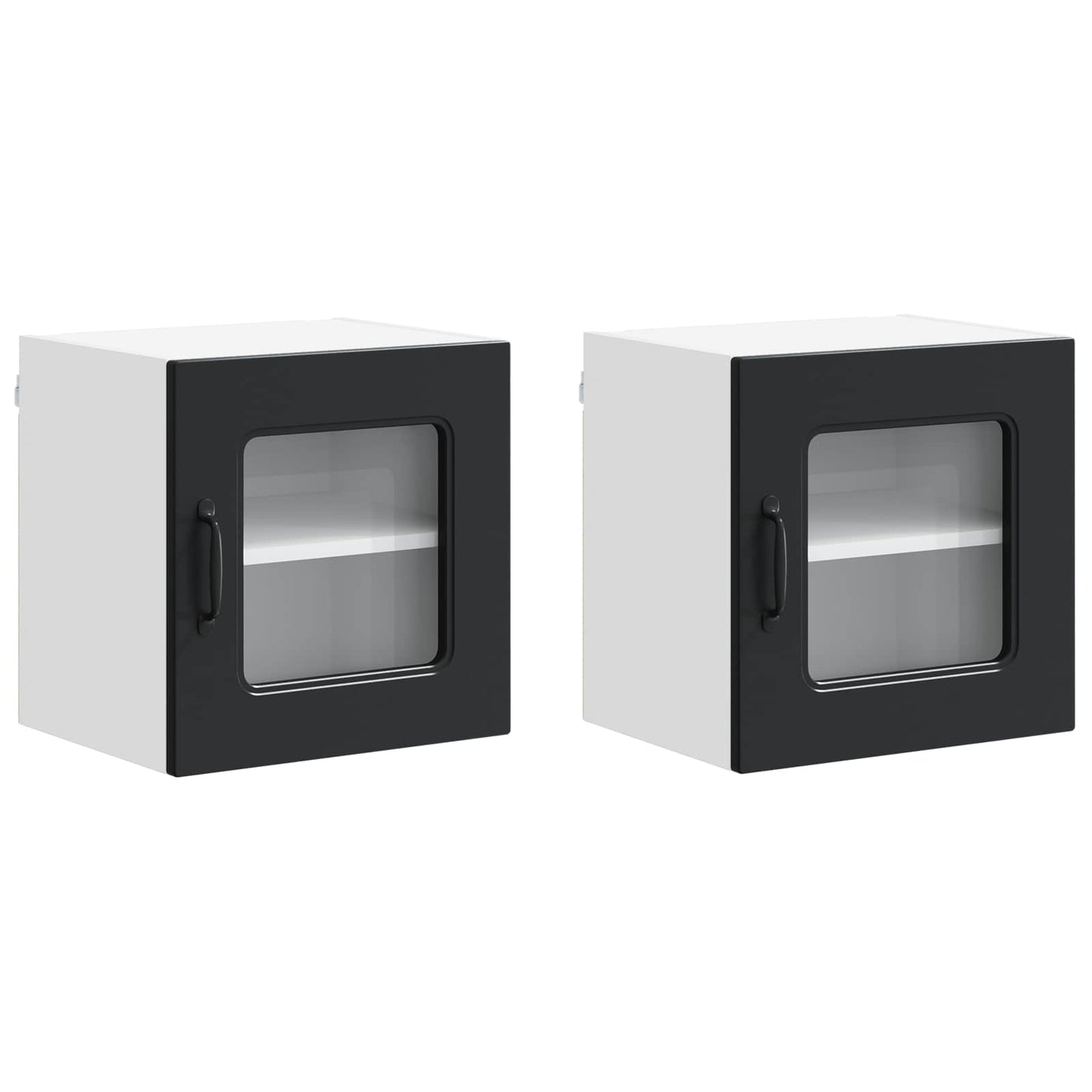 vidaXL Κρεμαστό ντουλάπι κουζίνας με ράφι 2 pcs Μαύρο 40 x 31 x 40 εκ.