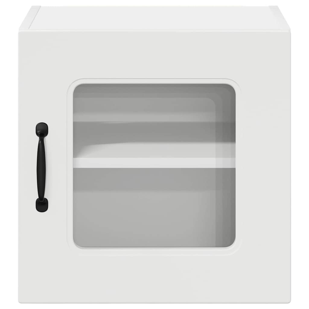 vidaXL Κρεμαστό ντουλάπι κουζίνας με ράφι 2 pcs Υψηλής γυαλάδας λευκό