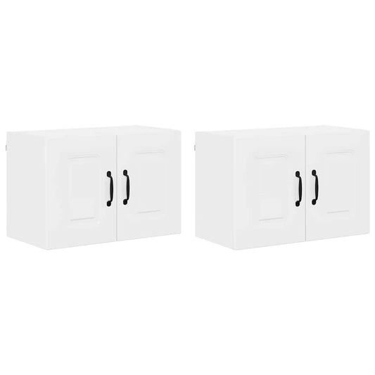 vidaXL Κρεμαστό ντουλάπι κουζίνας με ράφι 2 pcs Υψηλής γυαλάδας λευκό