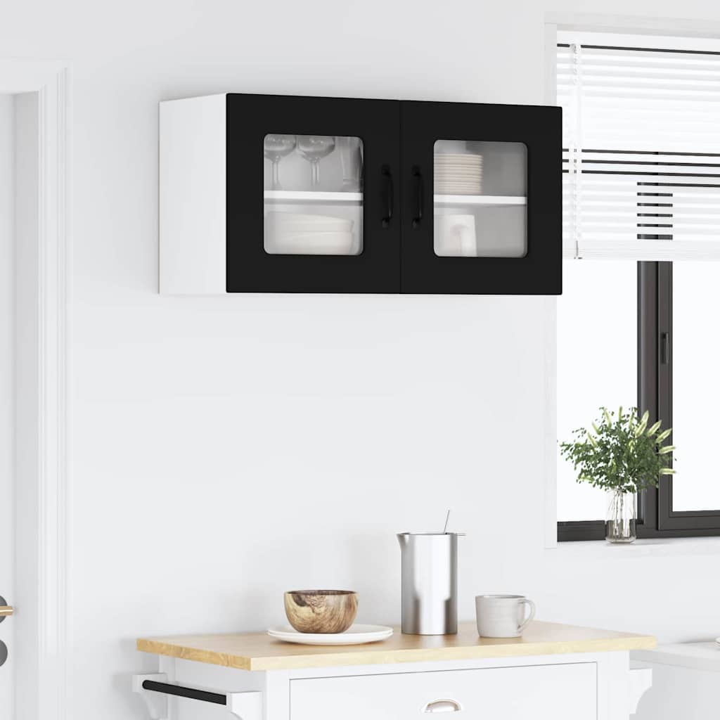 vidaXL Κρεμαστό ντουλάπι κουζίνας με ράφι Μαύρο 80 x 31 x 40 εκ