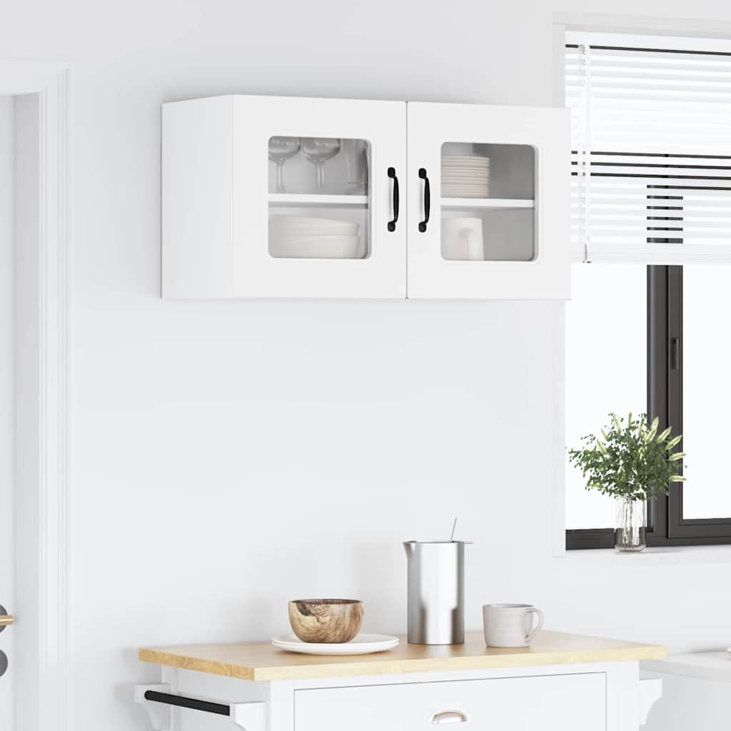 vidaXL Κρεμαστό ντουλάπι κουζίνας με ράφι Υψηλής γυαλάδας λευκό