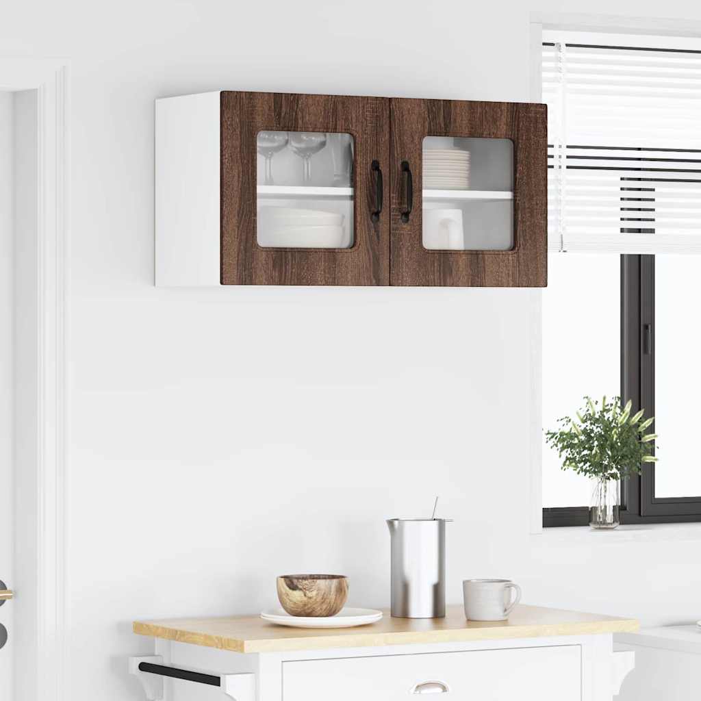 vidaXL Κρεμαστό ντουλάπι κουζίνας με ράφι Καφέ δρυς 80 x 31 x 40 εκ