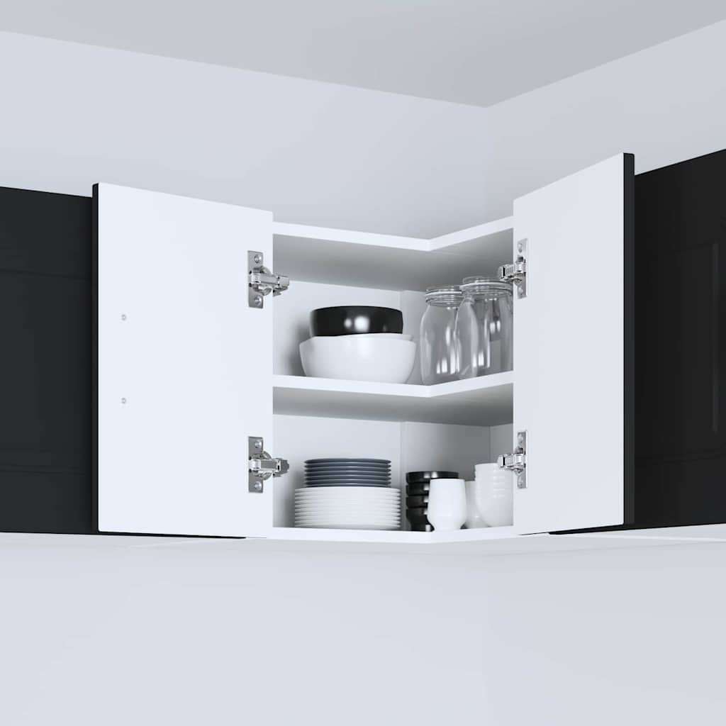 vidaXL Κρεμαστό ντουλάπι κουζίνας με ράφι Μαύρο 57 x 57 x 40 εκ.