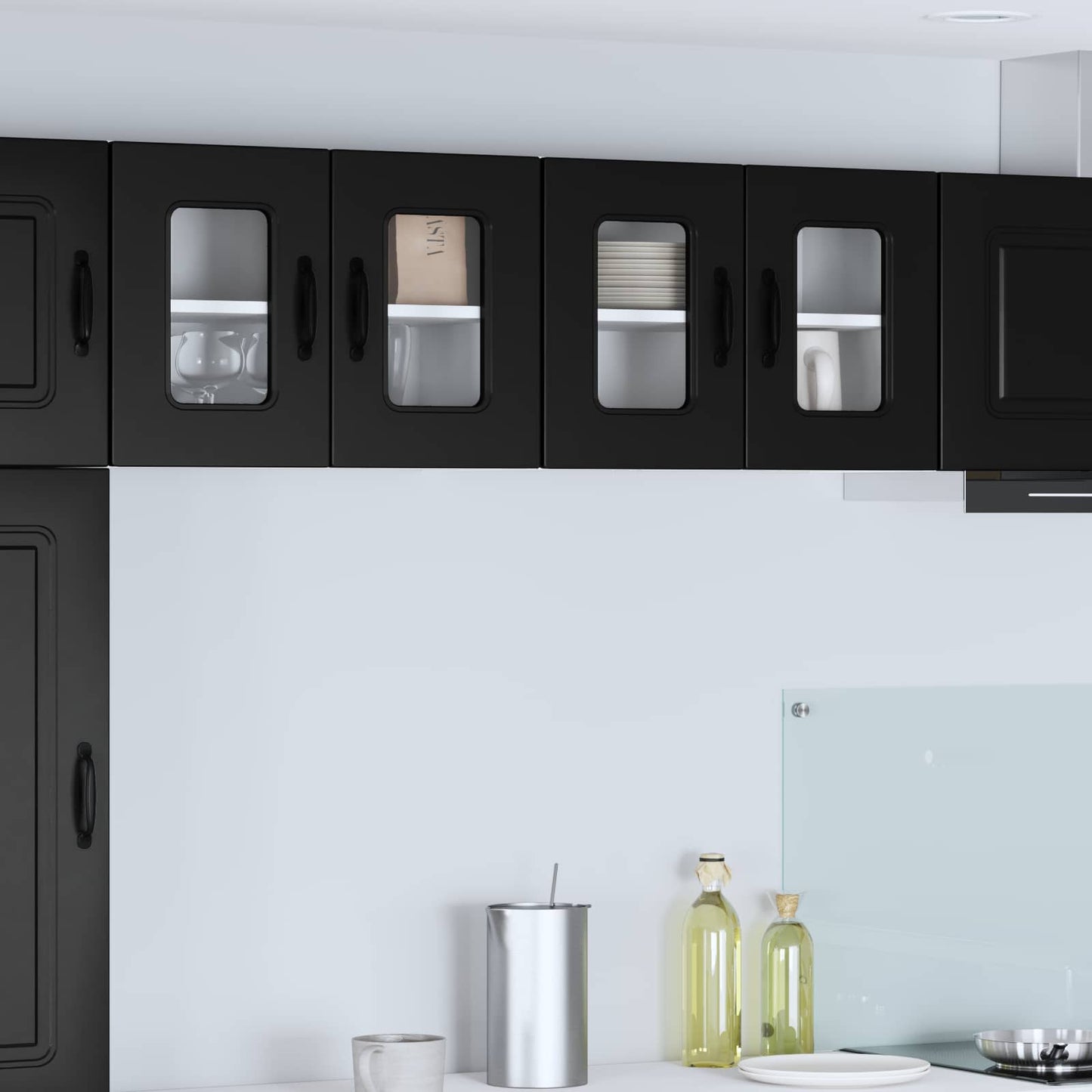 vidaXL Κρεμαστό ντουλάπι κουζίνας με ράφι 2 pcs Μαύρο 60 x 31 x 40 εκ