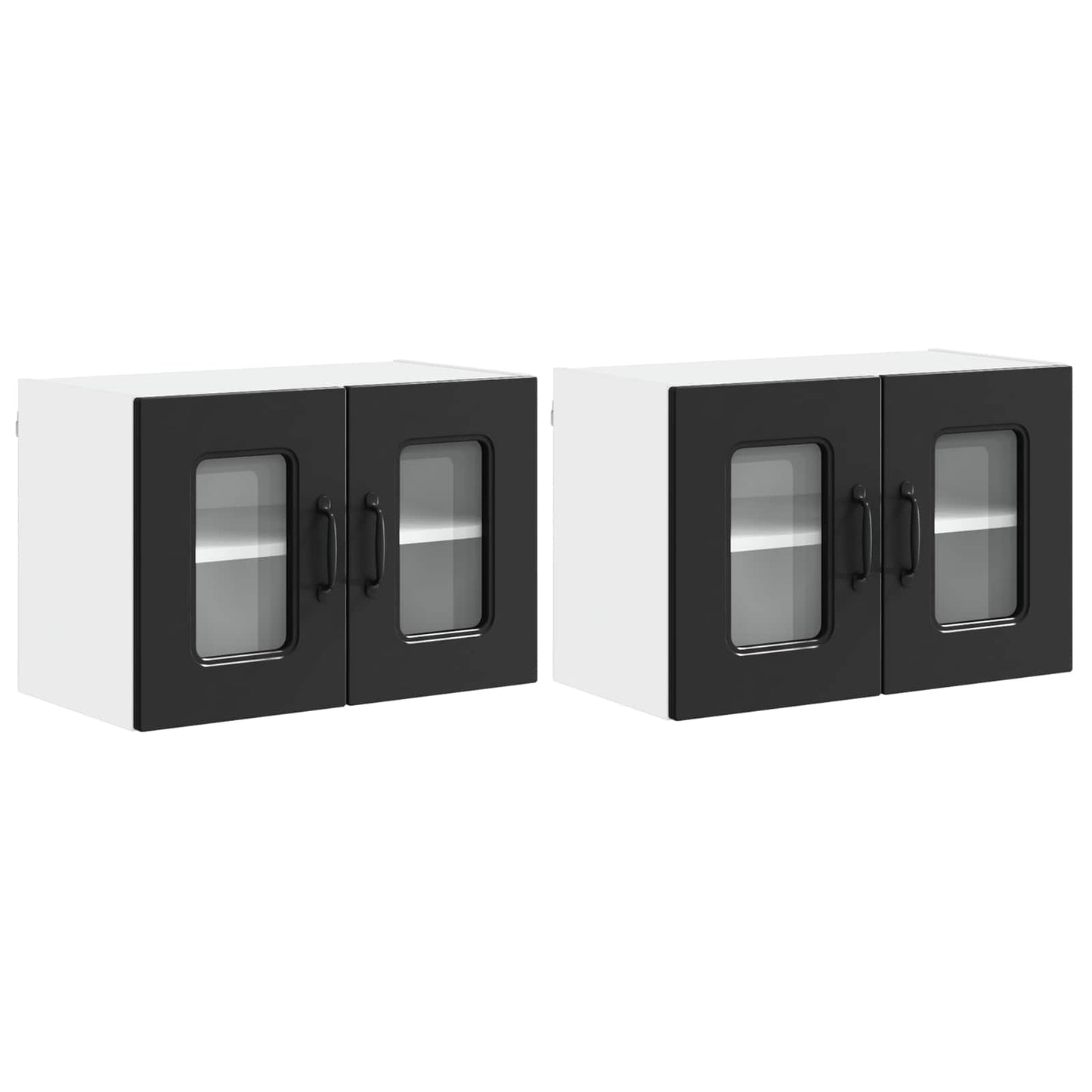 vidaXL Κρεμαστό ντουλάπι κουζίνας με ράφι 2 pcs Μαύρο 60 x 31 x 40 εκ