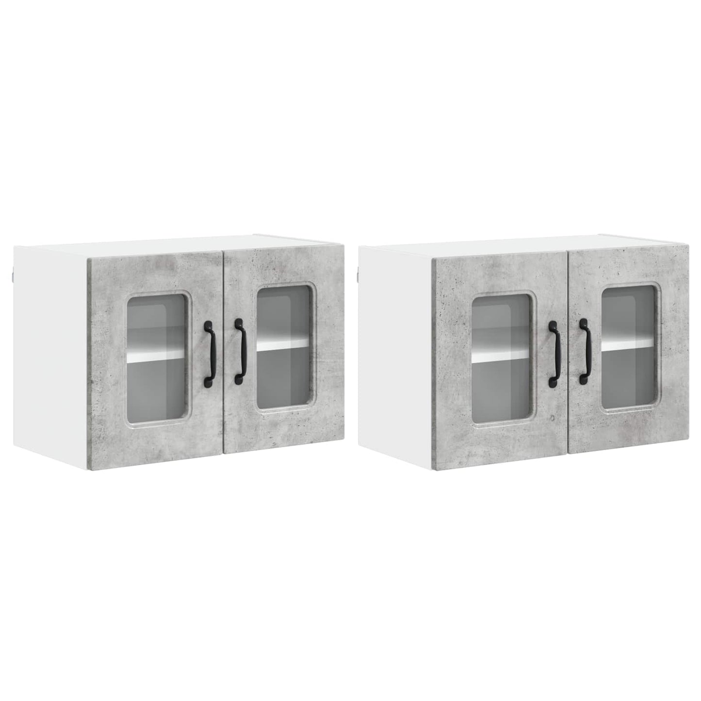 vidaXL Κρεμαστό ντουλάπι κουζίνας 2 pcs Σκυρόδεμα Γκρι 60 x 31 x 40 εκ
