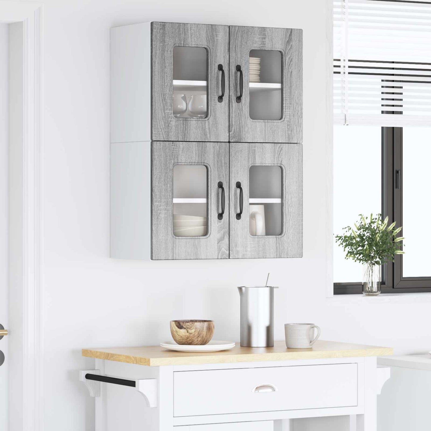 vidaXL Κρεμαστό ντουλάπι κουζίνας 2 pcs Γκρίζο Σονομα 60 x 31 x 40 εκ