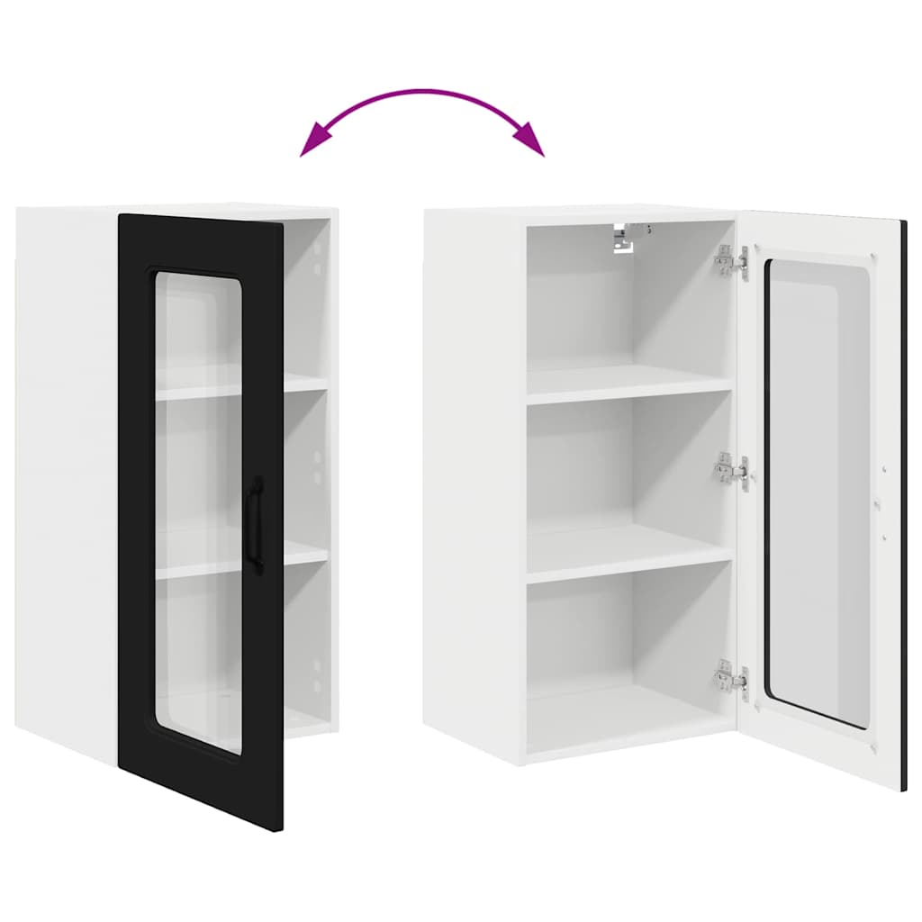 vidaXL Κρεμαστό ντουλάπι κουζίνας με ράφι Μαύρο 40 x 31 x 80 εκ.