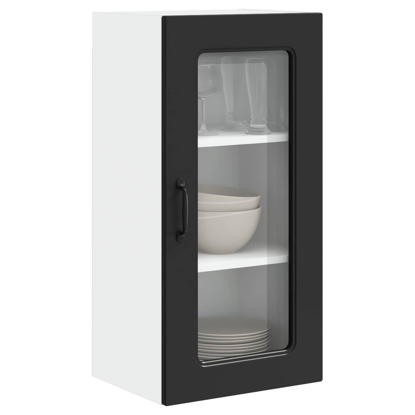 vidaXL Κρεμαστό ντουλάπι κουζίνας με ράφι 2 pcs Μαύρο 40 x 31 x 80 εκ.
