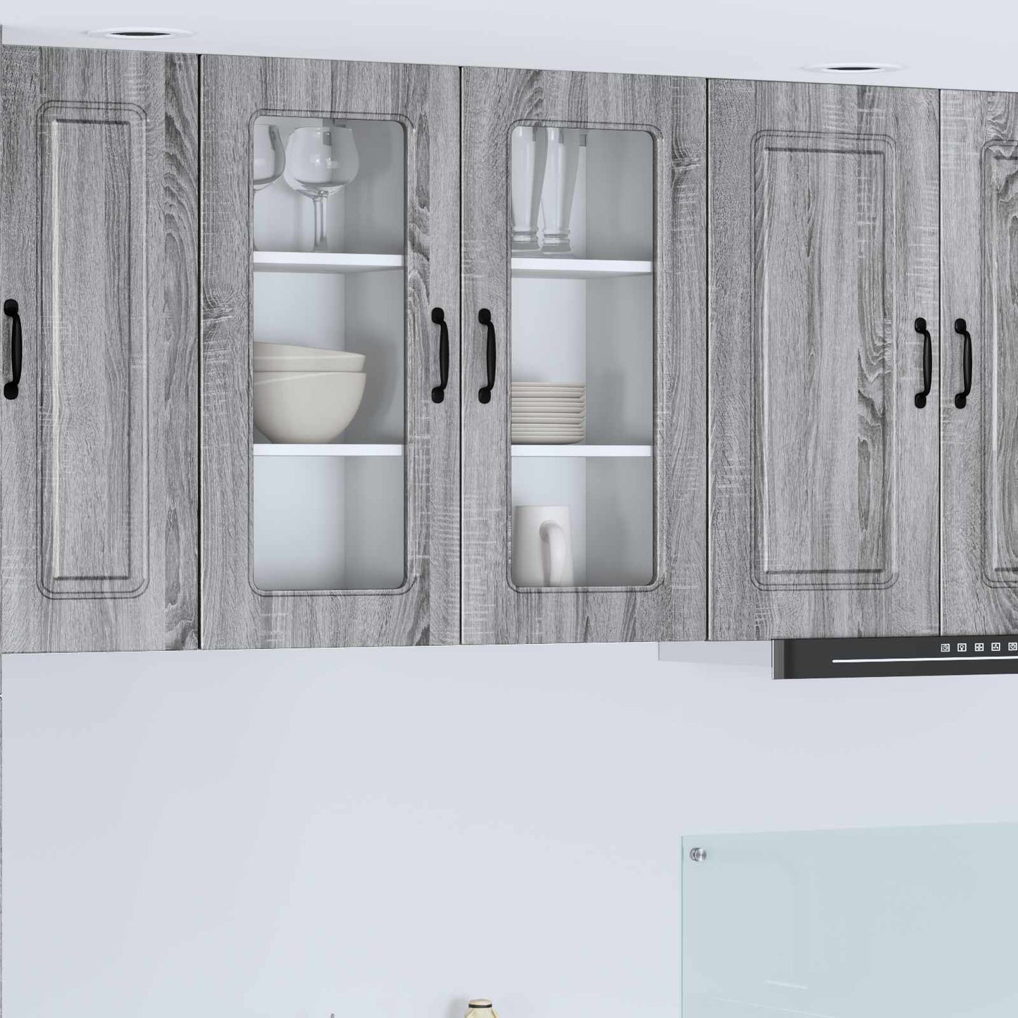 vidaXL Κρεμαστό ντουλάπι κουζίνας 2 pcs Γκρίζο Σονομα 40 x 31 x 80 εκ.