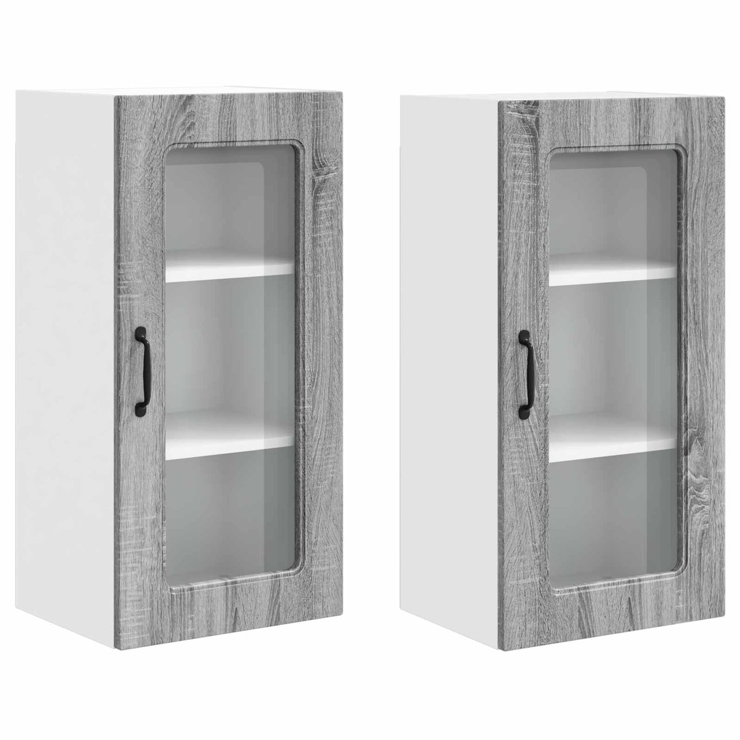 vidaXL Κρεμαστό ντουλάπι κουζίνας 2 pcs Γκρίζο Σονομα 40 x 31 x 80 εκ.