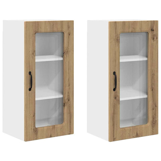 vidaXL Κρεμαστό ντουλάπι κουζίνας 2 pcs Artisan Oak 40 x 31 x 80 εκ.