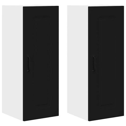 vidaXL Κρεμαστό ντουλάπι κουζίνας με ράφι 2 pcs Μαύρο 30 x 31 x 80 εκ.