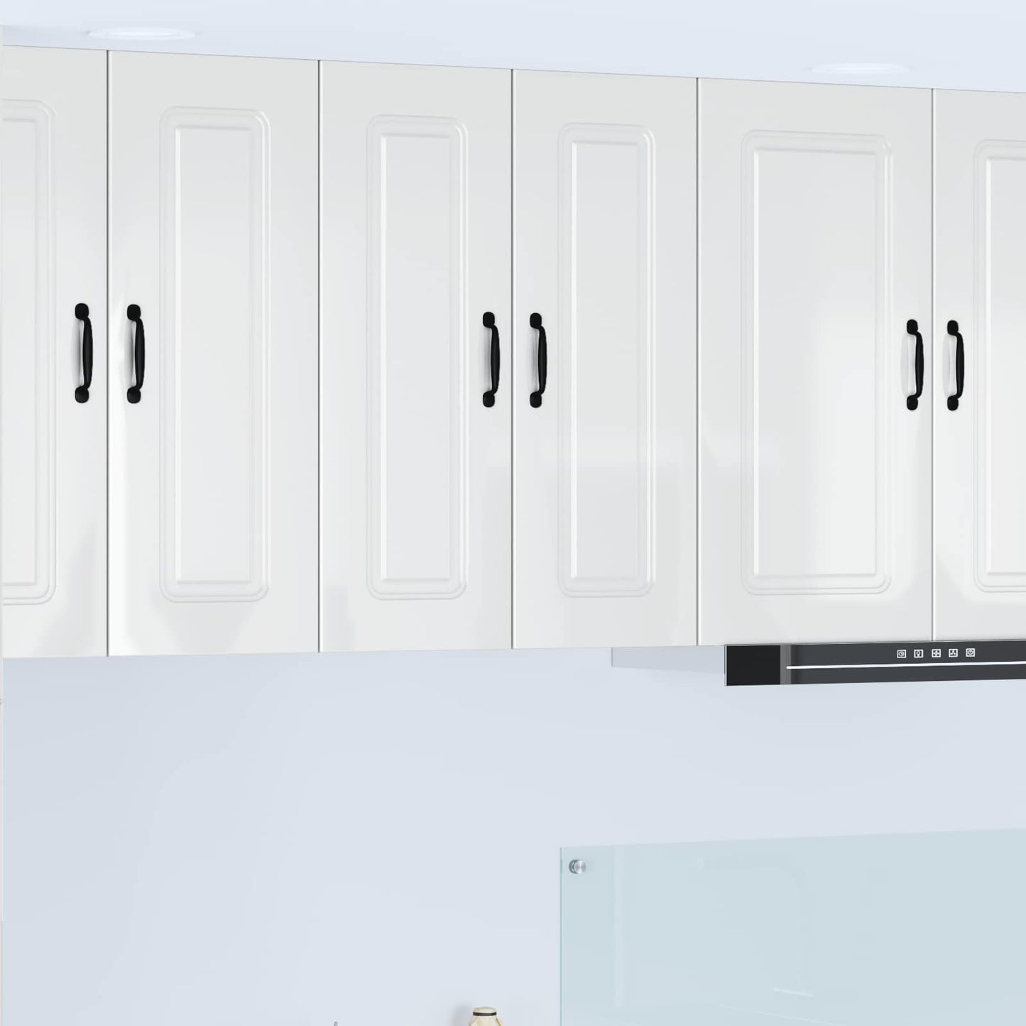 vidaXL Κρεμαστό ντουλάπι κουζίνας με ράφι 2 pcs Υψηλής γυαλάδας λευκό