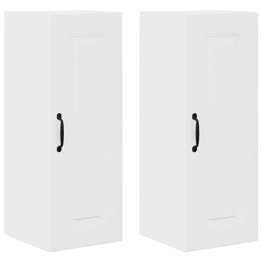 vidaXL Κρεμαστό ντουλάπι κουζίνας με ράφι 2 pcs Υψηλής γυαλάδας λευκό