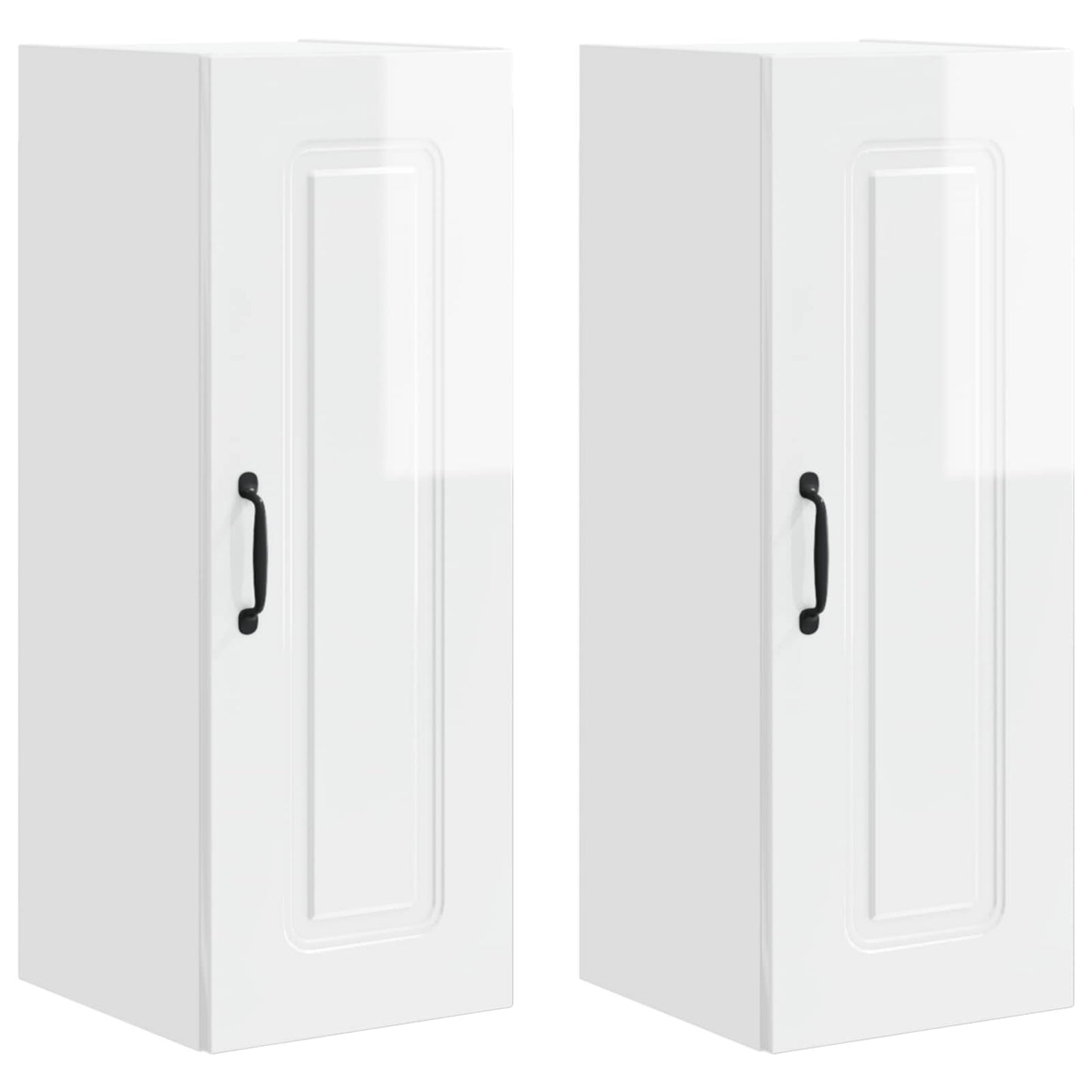 vidaXL Κρεμαστό ντουλάπι κουζίνας με ράφι 2 pcs Υψηλής γυαλάδας λευκό