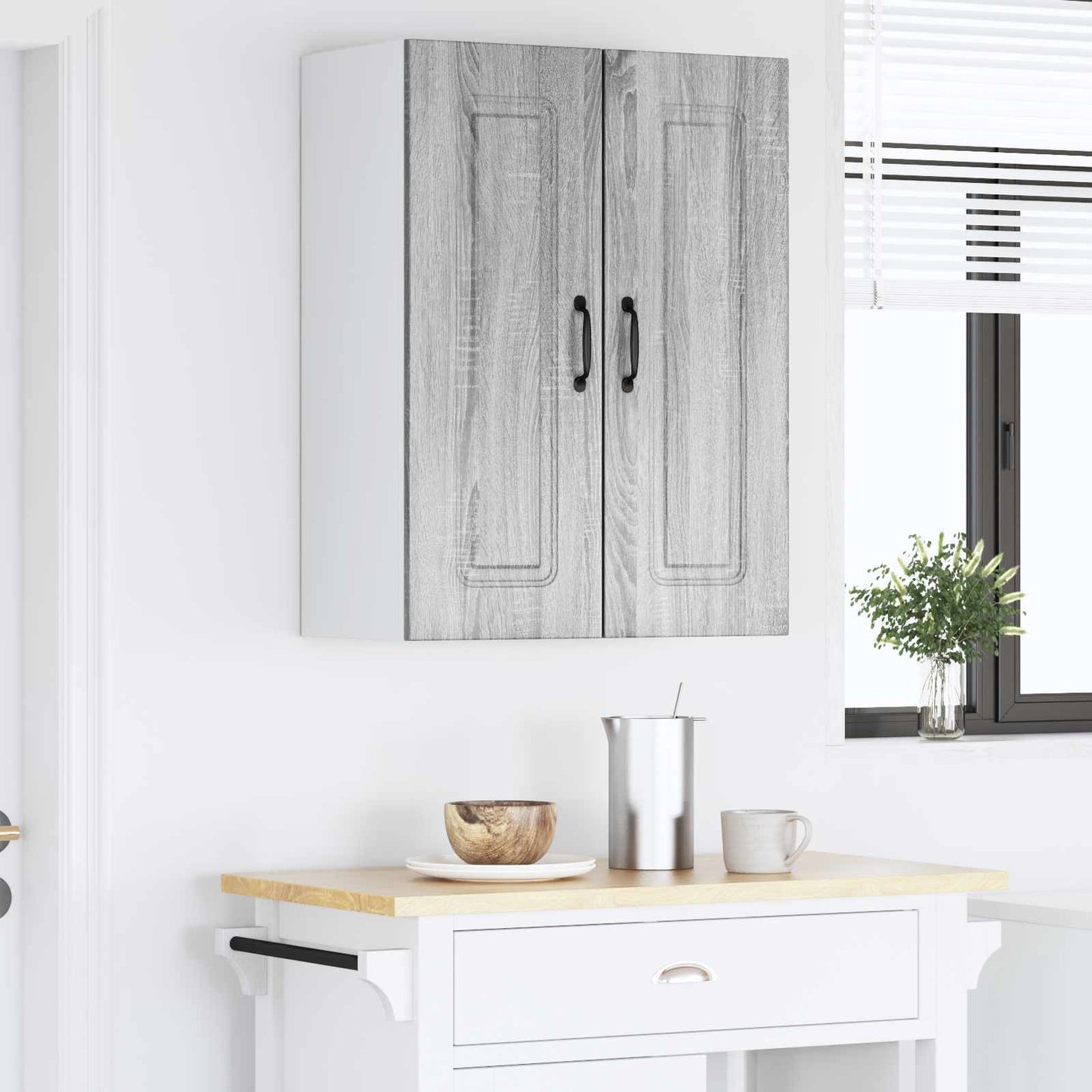 vidaXL Κρεμαστό ντουλάπι κουζίνας 2 pcs Γκρίζο Σονομα 30 x 31 x 80 εκ.
