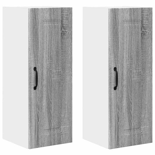 vidaXL Κρεμαστό ντουλάπι κουζίνας 2 pcs Γκρίζο Σονομα 30 x 31 x 80 εκ.