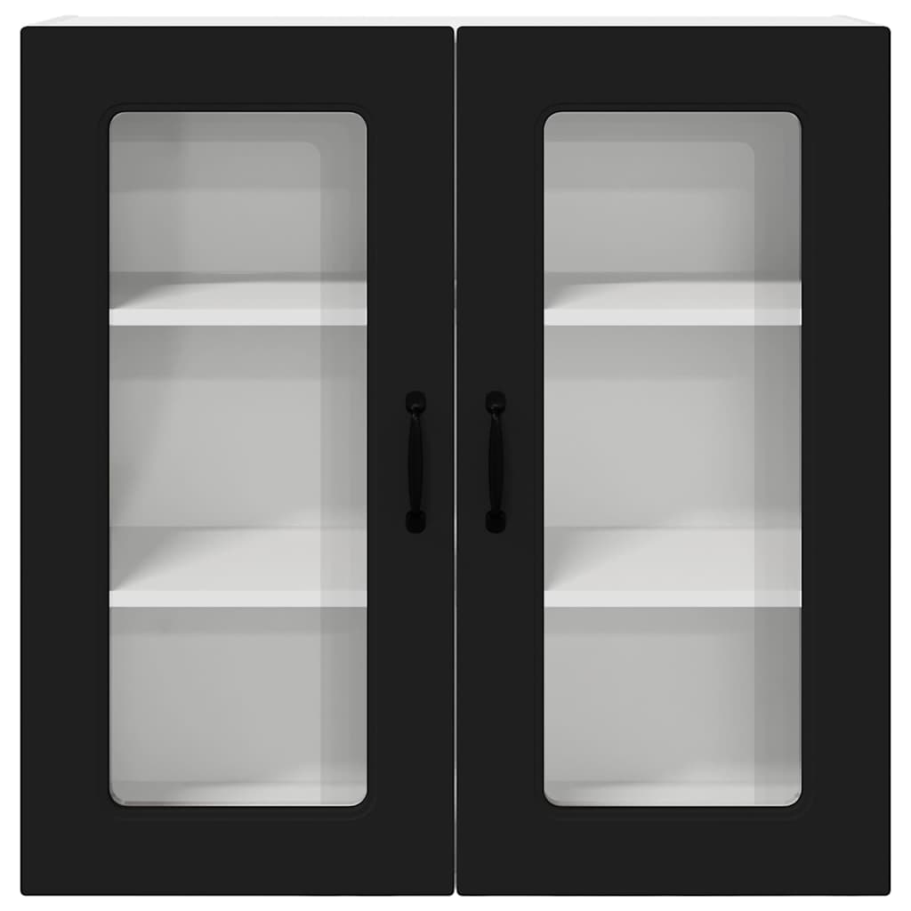 vidaXL Κρεμαστό ντουλάπι κουζίνας με ράφι Μαύρο 80 x 31 x 80 εκ.