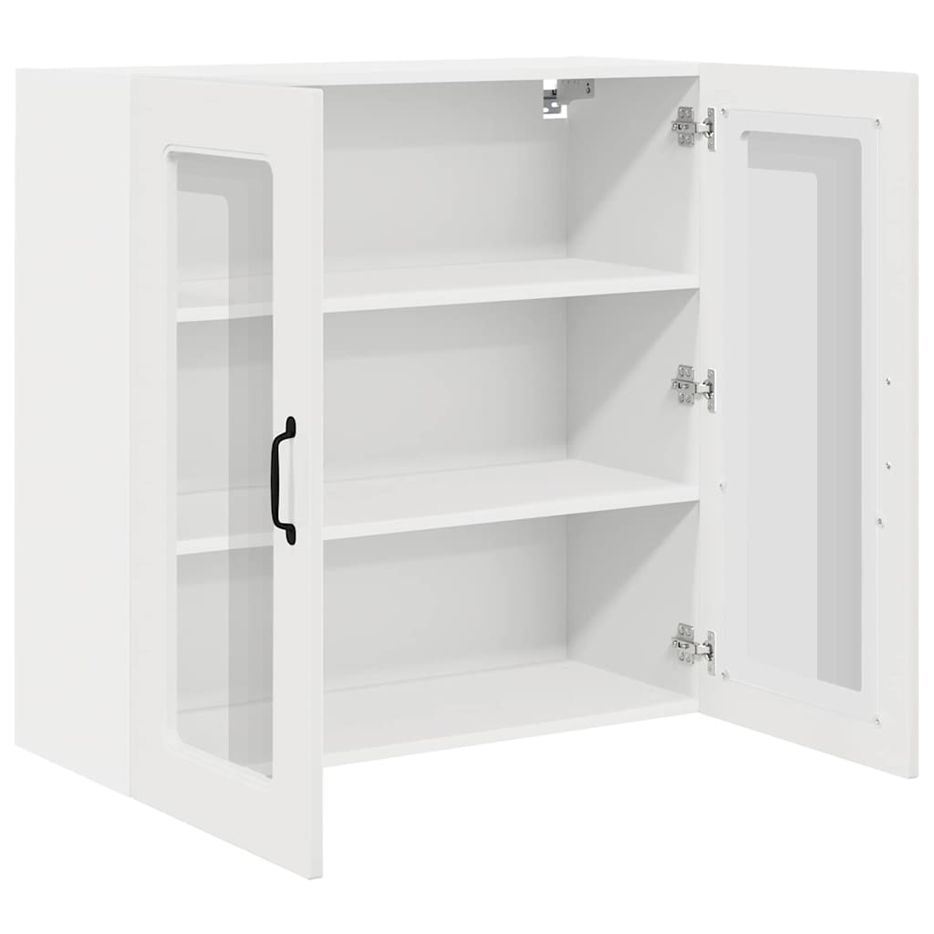 vidaXL Κρεμαστό ντουλάπι κουζίνας με ράφι Υψηλής γυαλάδας λευκό