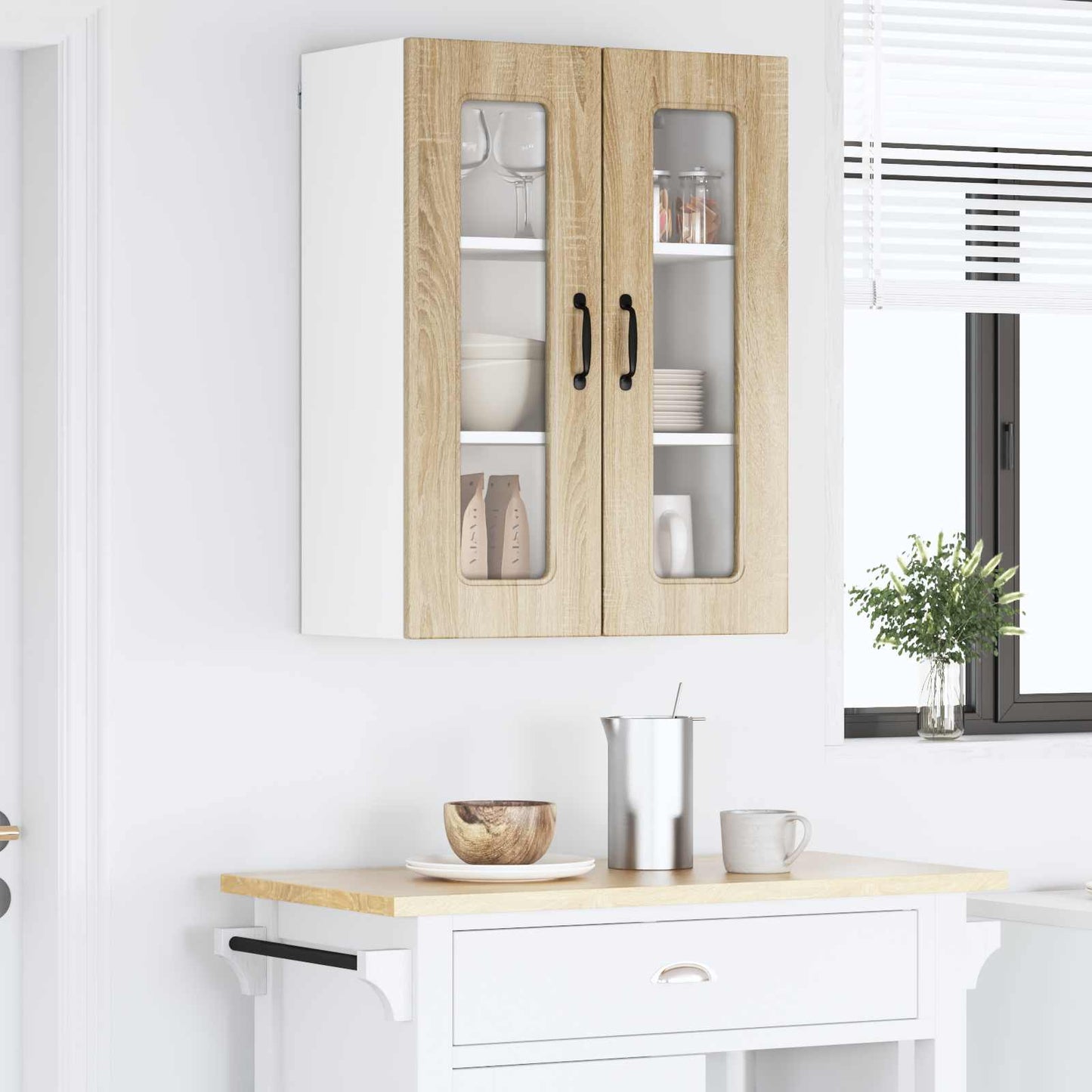 vidaXL Κρεμαστό ντουλάπι κουζίνας με ράφι Δρύς Sonoma 60 x 31 x 80 εκ.